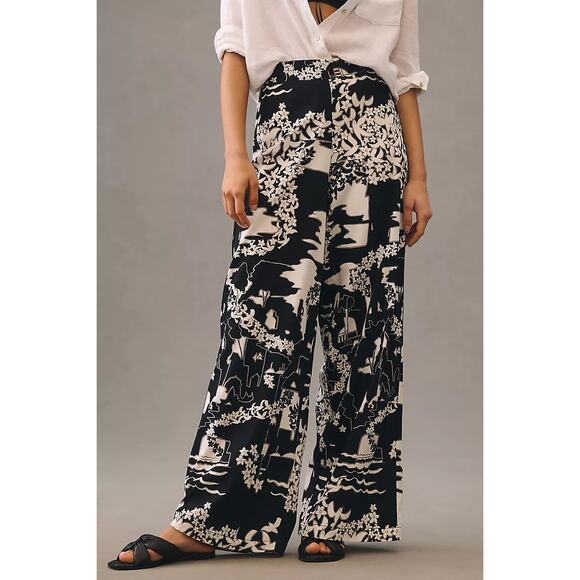 New ANTHROPOLOGIE Tiny Anne Printed Wide-Leg Pants $160 SIZE 2 Black Motif - Picture 4 of 6